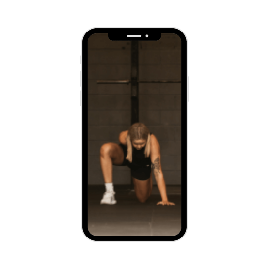 iPhone with a photo inside of Anita stretching