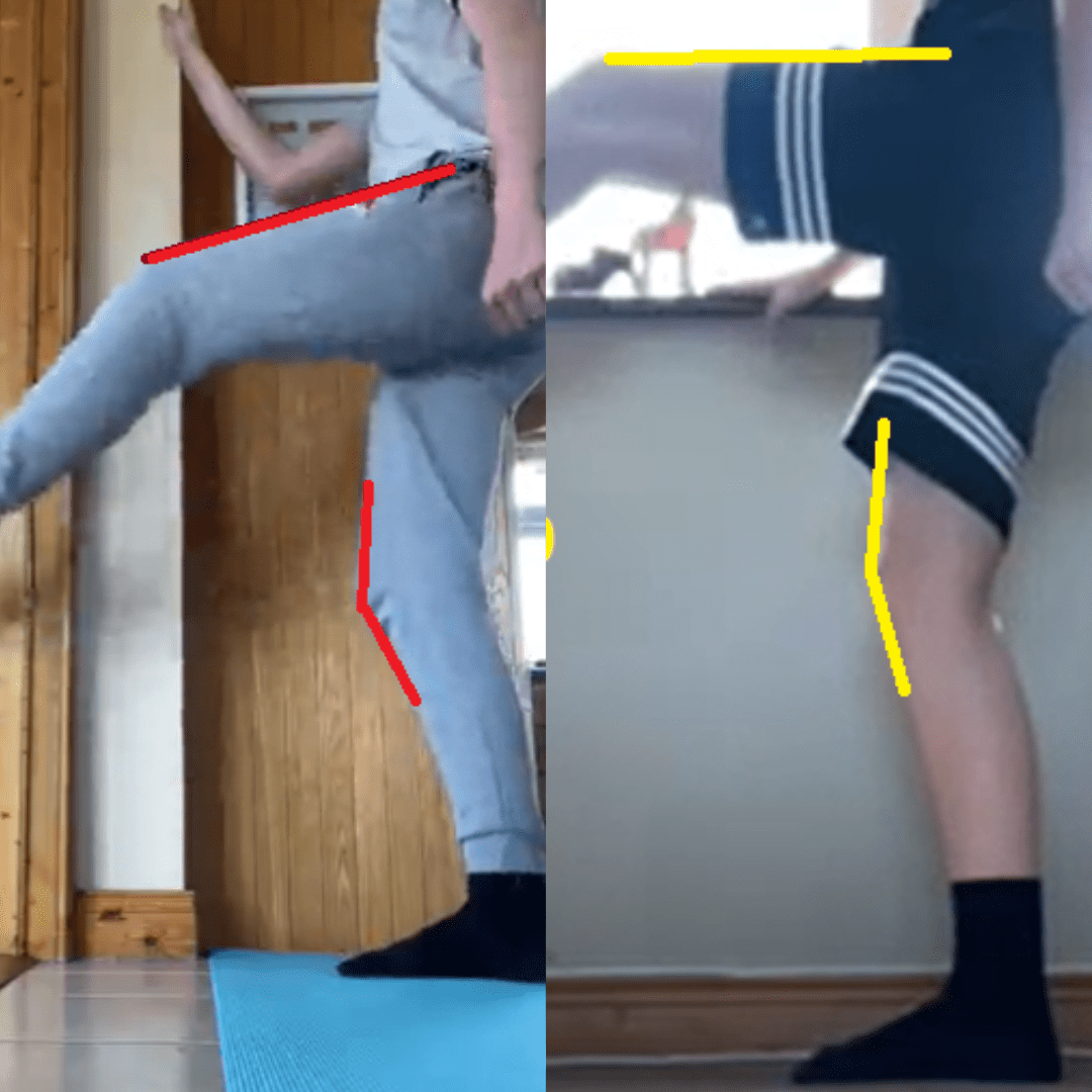2 photos - 1 before working on kicks with Anita and 1 after